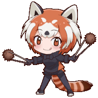 a cartoon drawing of a red panda with tongs