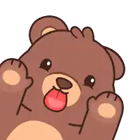 a cartoon drawing of a brown bear with its tongue out
