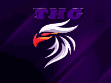 a logo for a company called thg with an eagle on a purple background