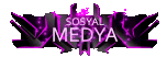 a purple and black logo with the words sosyal medya on it