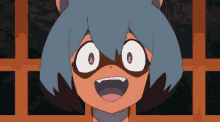 a close up of a cartoon character 's face with a surprised look on her face