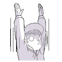 a black and white drawing of a person with their hands up in the air