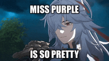 miss purple is so pretty with a picture of a girl with long hair