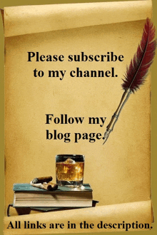 a scroll that says please subscribe to my channel follow my blog page all links are in the description