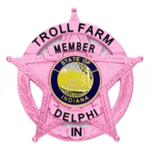 a pink sheriff 's badge that says troll farm member