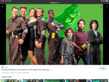 a screenshot of a movie poster for ghostbusters with a green background