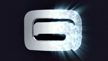 the letter g is glowing in the dark with a blue light behind it