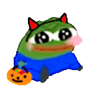 a green frog wearing a cat costume and holding a pumpkin .