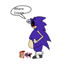 a cartoon of sonic the hedgehog with a speech bubble saying where cream
