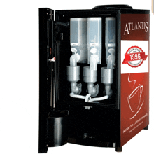 a vending machine that says atlantis instant tea & coffee product