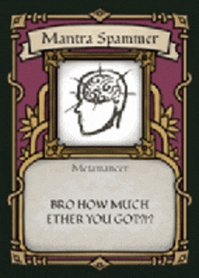 a mantra spammer card with a picture of a brain on it