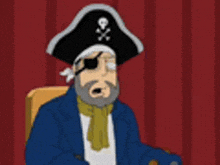 a cartoon of a man in a pirate hat and eye patch