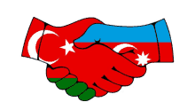 a handshake with the flags of azerbaijan and turkey