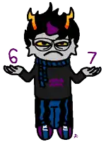 a pixel art drawing of a troll with the numbers 6 and 7 on his arms