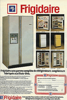 an advertisement for frigidaire refrigerators shows different models