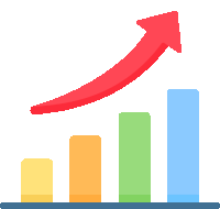 a colorful graph with an arrow pointing upwards