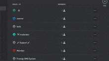 a screenshot of a discord server showing the roles and members of the server