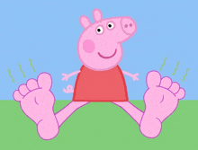 a cartoon of peppa pig 's feet are shown