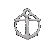 a drawing of an anchor with a hole in the center