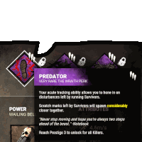 a screenshot of a video game that says predator very rare the wrath perk