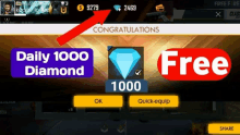 a screenshot of a free fire game showing a daily 1000 diamond