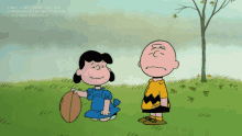 a cartoon of charlie brown and lucy brown from peanuts worldwide llc