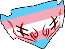 a cartoon drawing of a transgender flag with blood coming out of the mouth .