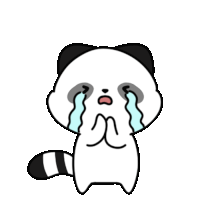 a cartoon of a panda crying with tears running down its face