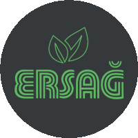 a logo for a company called ersag with two leaves on it