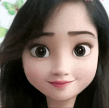 a close up of a girl 's face that looks like a cartoon character with big eyes