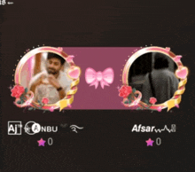 a man and a woman are on a screen with the name afsar on the bottom