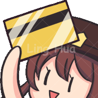 a cartoon drawing of a girl holding a gold credit card over her head