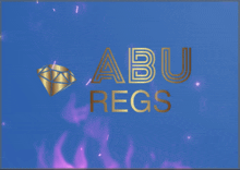 a blue background with abu regs written in gold letters