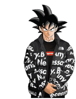 a cartoon character is wearing a jacket that says supreme