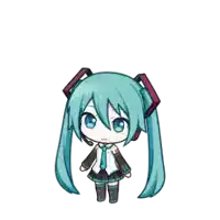 hatsune miku is a cartoon character with headphones on her head