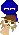 a pixel art of a man wearing a blue hat and glasses .