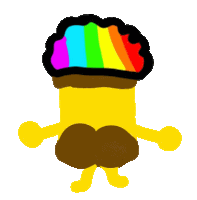 a drawing of a cupcake with a rainbow hat on it