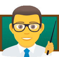 a man wearing glasses and holding a pointer in front of a blackboard