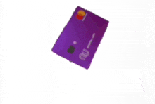 a purple credit card with mastercard on it