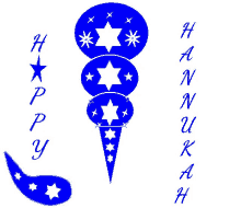 a blue ice cream cone with the words happy hanukkah on it