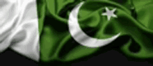 a close up of a pakistani flag with a crescent moon and star waving in the wind .