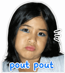 a girl with pout pout on her face