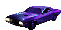 a purple dodge challenger with a hood scoop