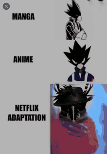 a picture of a man with a bird on his head and the words netflix adaptation