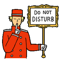 a cartoon of a waiter holding a sign that says " do not disturb "