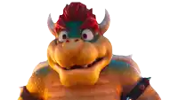 a close up of a cartoon character 's face with horns