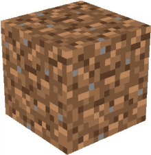 a minecraft block of dirt with a lot of squares on it on a white background .