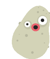 a cartoon illustration of a potato with a surprised look on its face