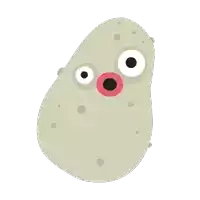 a cartoon illustration of a potato with a surprised look on its face