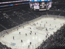 a hockey game between the kings and the canadiens is being played